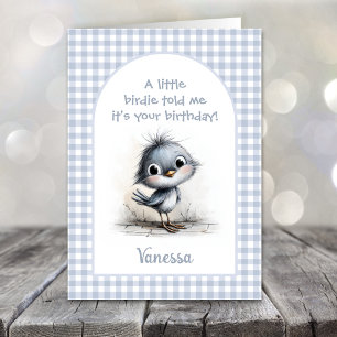 Tarjeta de cumpleaños de pajarito lindo