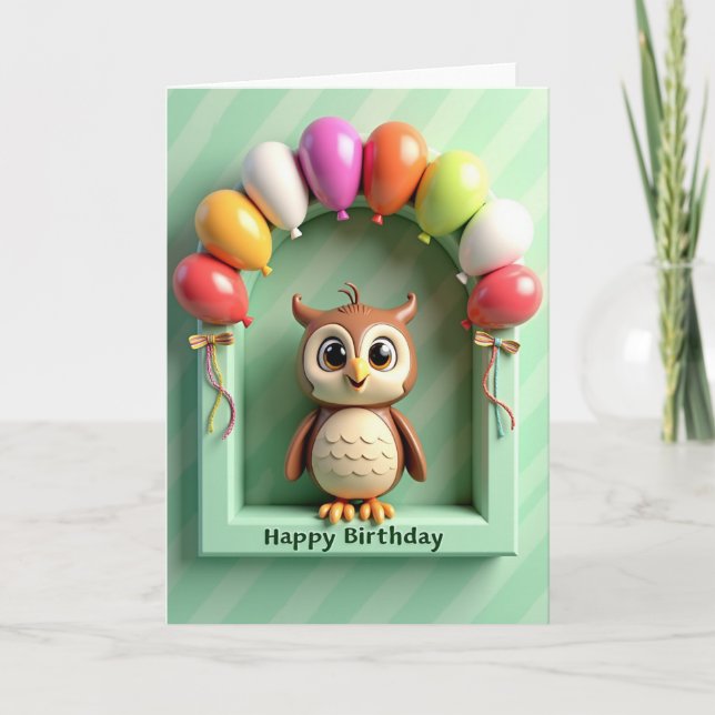 Tarjeta de cumpleaños de pájaro adorable (Anverso)
