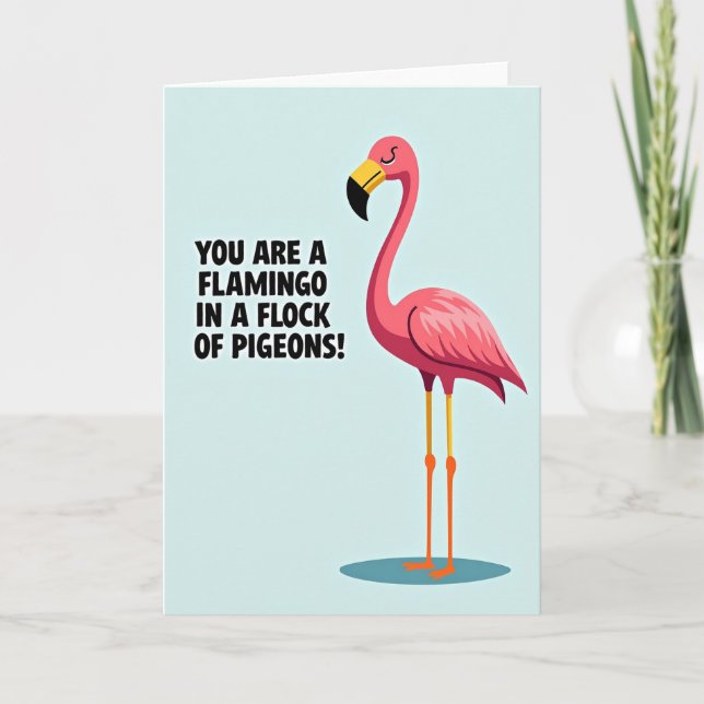 Tarjeta de cumpleaños de pájaro alto elegante (Anverso)