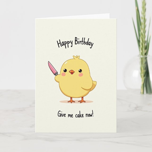 Tarjeta de cumpleaños de pájaro amarillo dulce (Anverso)