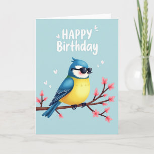 Tarjeta de cumpleaños de pájaro azul