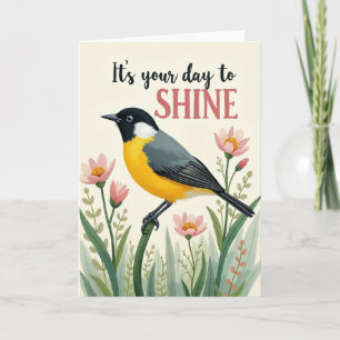 Tarjeta de cumpleaños de pájaro brillante