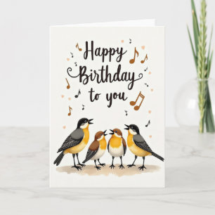 Tarjeta de cumpleaños de pájaro cantor alegre