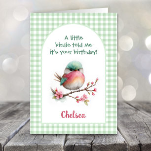 Tarjeta de cumpleaños de pájaro colorido lindo