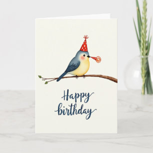 Tarjeta de cumpleaños de pájaro con acuarela