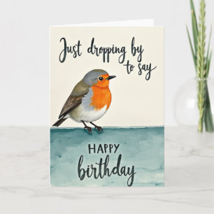 Tarjeta de cumpleaños de pájaro con acuarela dulce