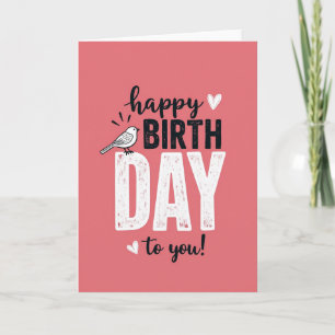 Tarjeta de cumpleaños de pájaro coral
