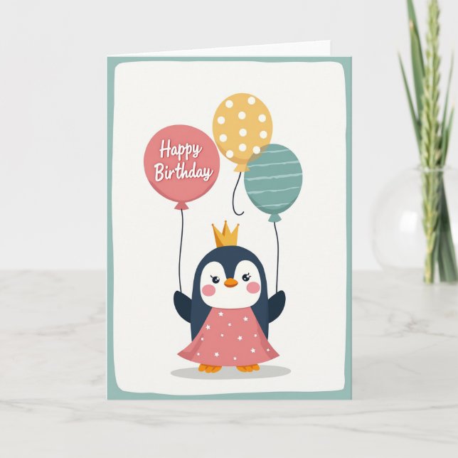 Tarjeta de cumpleaños de pájaro coronado (Anverso)