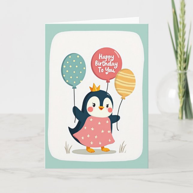 Tarjeta de cumpleaños de pájaro coronado (Anverso)