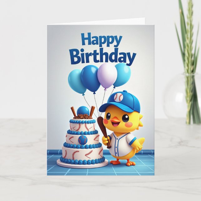 Tarjeta de cumpleaños de pájaro deportivo (Anverso)