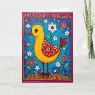 Tarjeta de cumpleaños de pájaro dulce arte