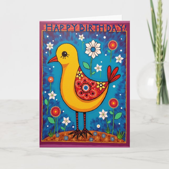 Tarjeta de cumpleaños de pájaro dulce arte (Anverso)