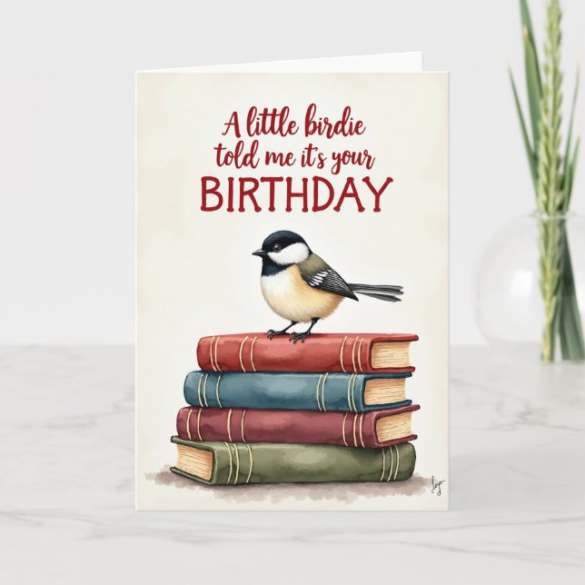 Tarjeta de cumpleaños de pájaro encantador (Anverso)