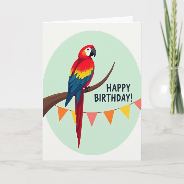 Tarjeta de cumpleaños de pájaro escarlata (Anverso)