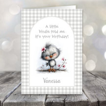 Tarjeta de cumpleaños de pájaro feliz
