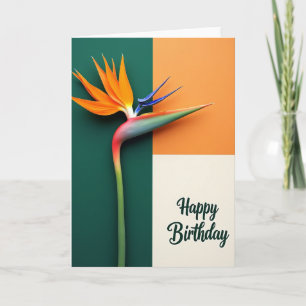 Tarjeta de cumpleaños de pájaro floreciendo alegre