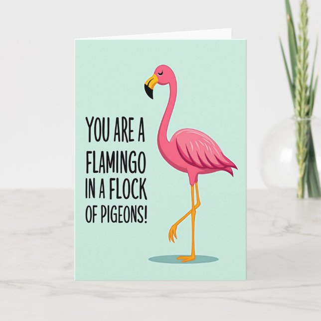 Tarjeta de cumpleaños de pájaro fucsia (Anverso)