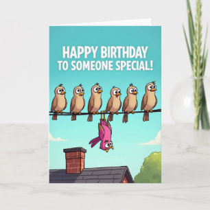 Tarjeta de cumpleaños de pájaro juguetón