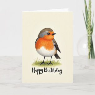 Tarjeta de cumpleaños de pájaro regordete dulce
