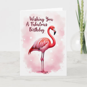 Tarjeta de cumpleaños de pájaro rosa