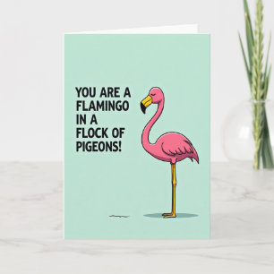 Tarjeta de cumpleaños de pájaro rosa único