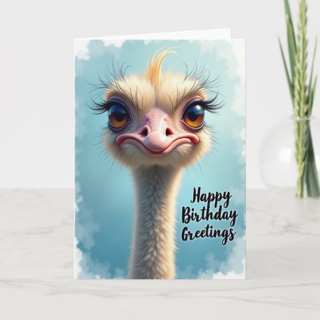 Tarjeta de cumpleaños de pájaro sonriente (Anverso)