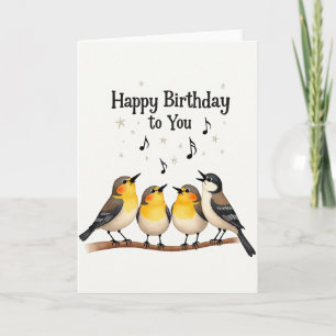 Tarjeta de cumpleaños de pájaros alegres