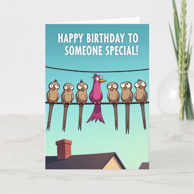 Tarjeta de cumpleaños de pájaros alegres posados (Anverso)