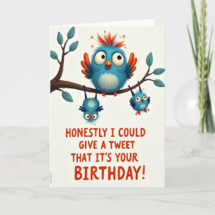 Tarjeta de cumpleaños de pájaros azules alegres