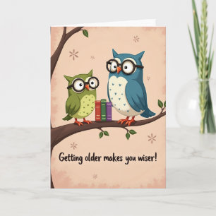 Tarjeta de cumpleaños de pájaros bibliófilos