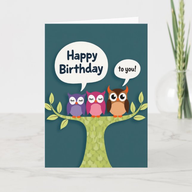 Tarjeta de cumpleaños de pájaros cantores (Anverso)