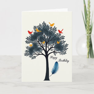 Tarjeta de cumpleaños de pájaros coloridos