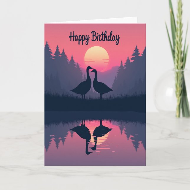 Tarjeta de cumpleaños de pájaros crepusculares amo (Anverso)