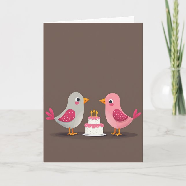 Tarjeta de cumpleaños de pájaros de lunares (Anverso)