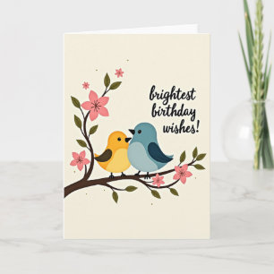 Tarjeta de cumpleaños de pájaros florales