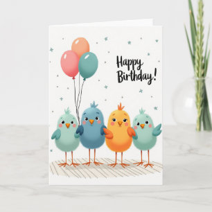 Tarjeta de cumpleaños de pájaros regordetes