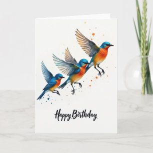 Tarjeta de cumpleaños de pájaros voladores