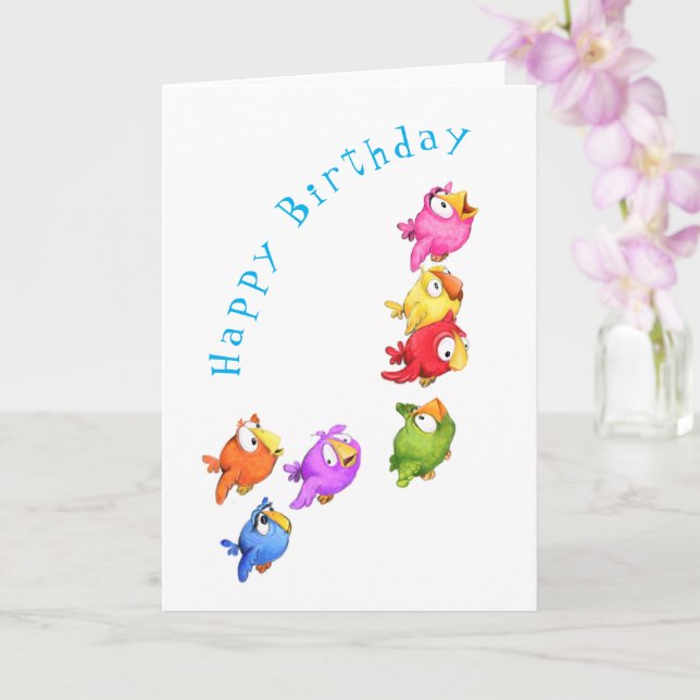 Tarjeta de cumpleaños de pájaros voladores colorid (Orquídea)