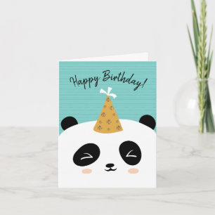 Tarjeta de cumpleaños de Panda Feliz