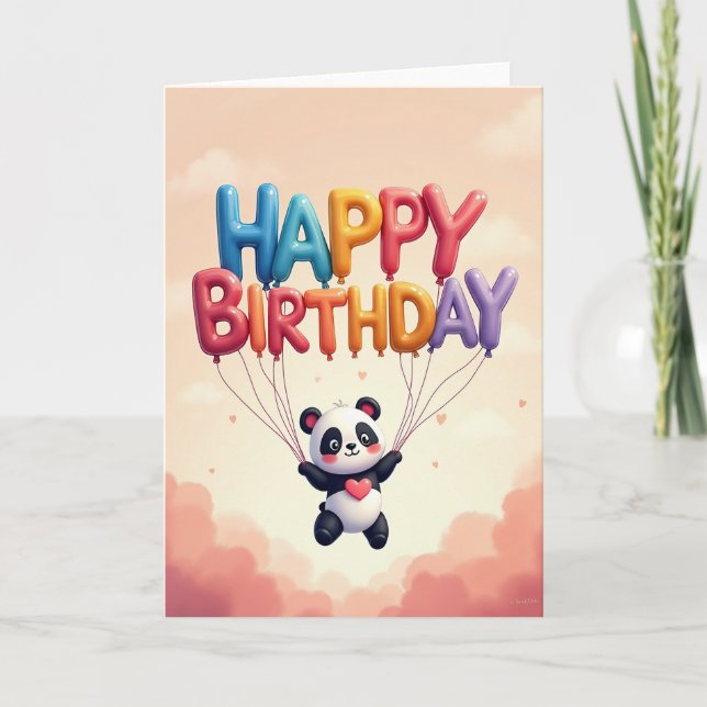 Tarjeta de cumpleaños de panda lindo (Anverso)