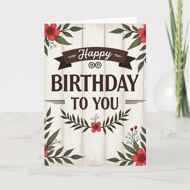 Tarjeta de cumpleaños de panel de madera (Anverso)