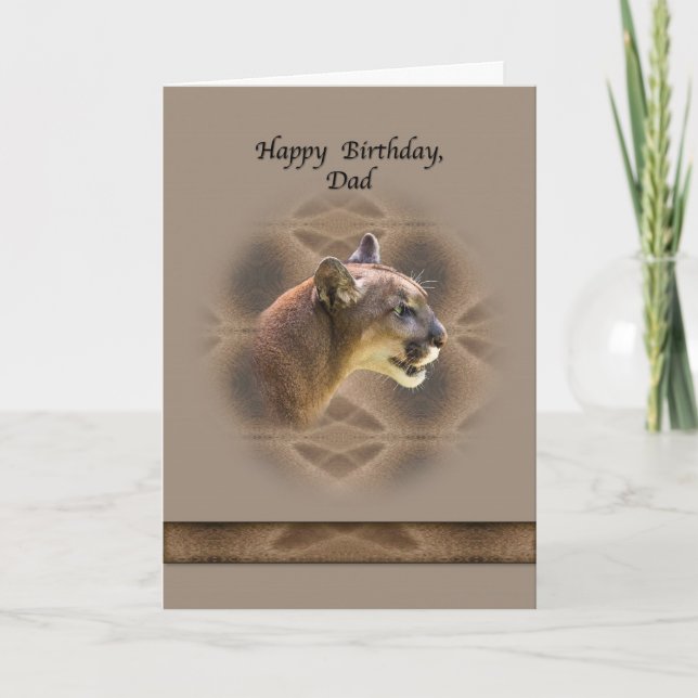 Tarjeta de cumpleaños de papá con Cougar (Anverso)