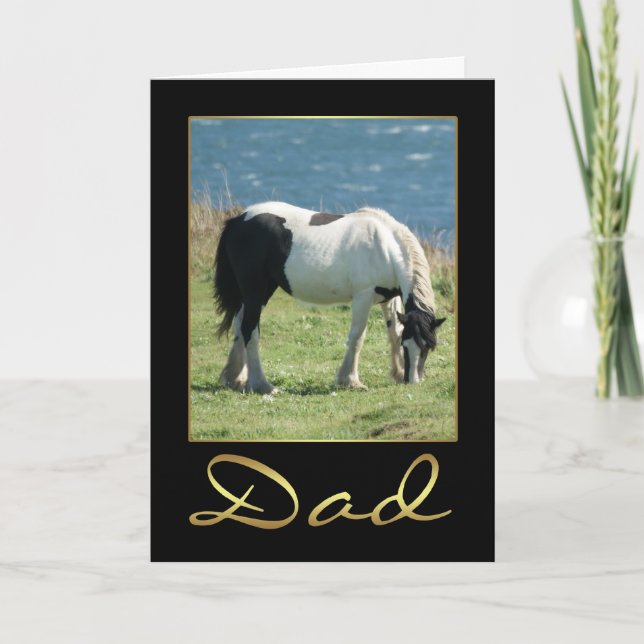 Tarjeta De Cumpleaños De Papá Con Vista A Caballo  (Anverso)