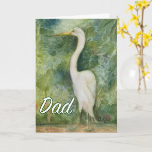 Tarjeta de cumpleaños de papá de Egret white bird