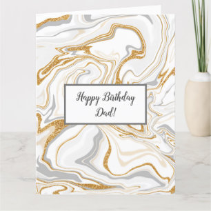 Tarjeta de cumpleaños de papá de mármol blanco, gr