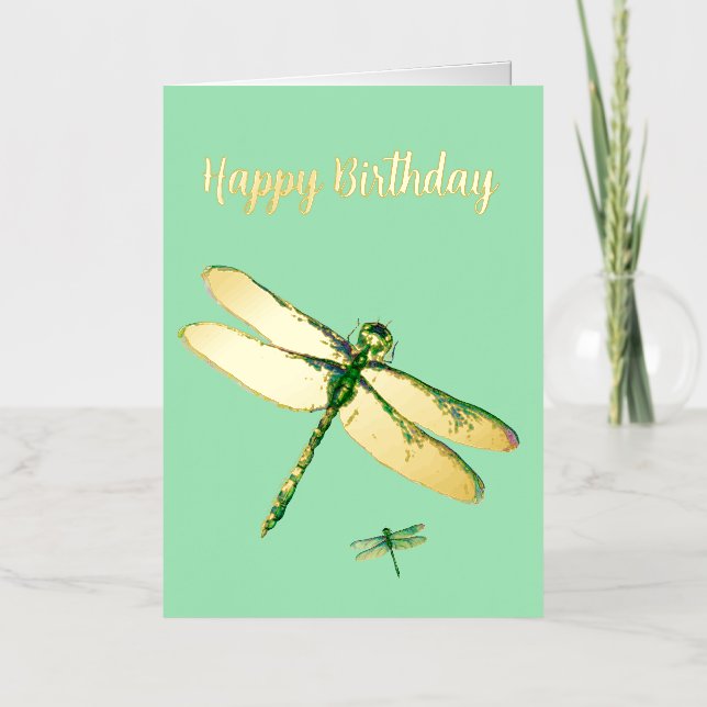 Tarjeta de cumpleaños de papel de aluminio verde m (Anverso)
