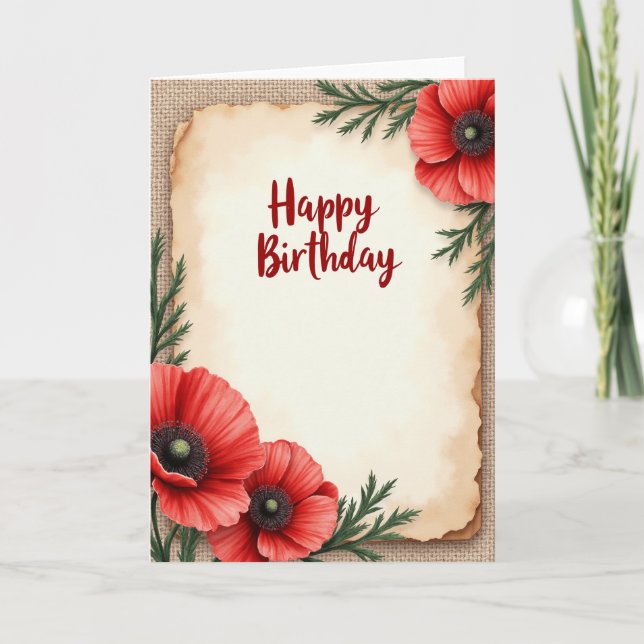 Tarjeta de cumpleaños de papel envejecido (Anverso)