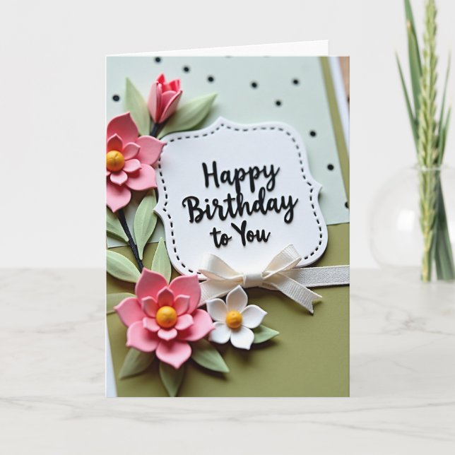 Tarjeta de cumpleaños de Papercraft (Anverso)