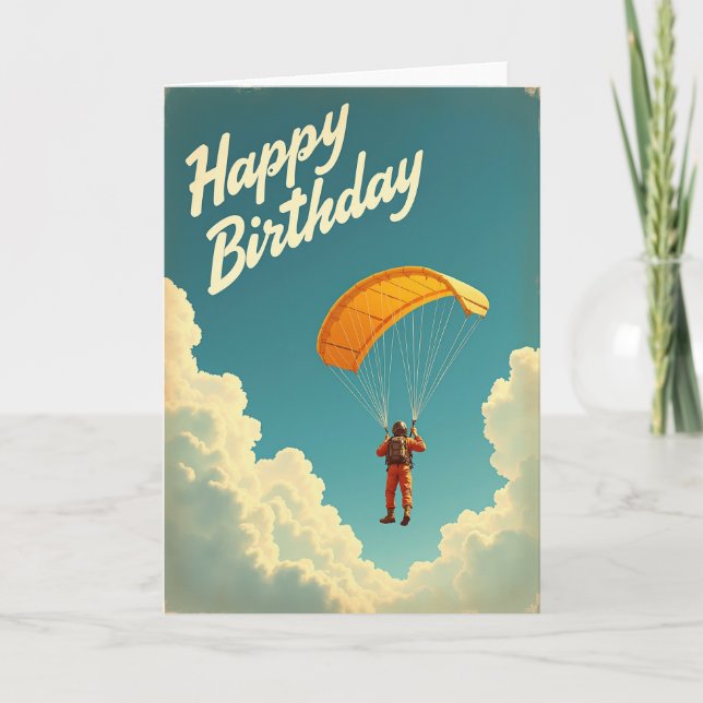 Tarjeta de cumpleaños de paracaídas alegre (Anverso)