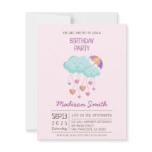 Tarjeta de cumpleaños de paraguas colorido con nub